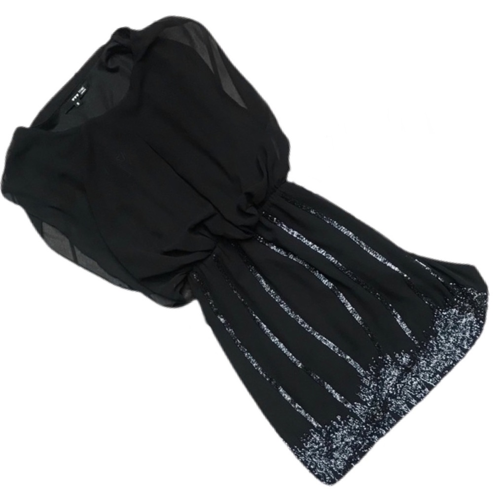 TFNC | Black Mini Dress with Waste Tie and Beading